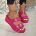 thumbnail image 6 of DeHolifer Women's Wedge Sandals Peep Toe Thick Sole Casual Slip-On for Summer Comfort PU, 6 of 8