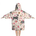 thumbnail image 2 of Schnauzer Dog and Flower Floral Blanket Hoodies for Kids 6-13YR Oversize Wearable Blanket Hoodies for Boys Girls Teens, 2 of 7