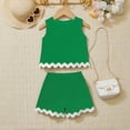 thumbnail image 4 of UngA Little​ Kid Girl's 2 Piece Outfits Sleeveless Rib Knit Sleeveless Cropped Tank Tops Shorts Set Toddler Kids Girl Tracksuit Ribbed Summer 5-6 Years,Green, 4 of 5