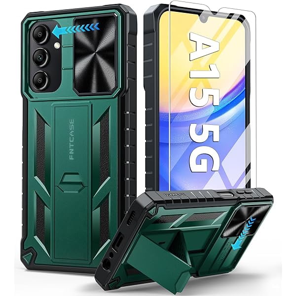 Chenchen for Samsung Galaxy A15-5G Case: Protective Shockproof Rugged Military Grade Drop Protection A15 Cell Phone Mobile Cover with Kickstand | TPU Matte Textured Tough Hybrid Hard Cases - Black