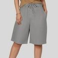thumbnail image 5 of Xudanell Shorts For Women Knee Length Cotton Linen Wide Leg High Waisted Beach Summer Pants Casual Vacation Short Pant(Grey,XXXL), 5 of 7