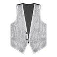 thumbnail image 2 of Alvivi Mens Sequin Vest Shiny Party Sleeveless Waistcoat Button Jacket Tuxedo Suit Vest Silver XL, 2 of 7