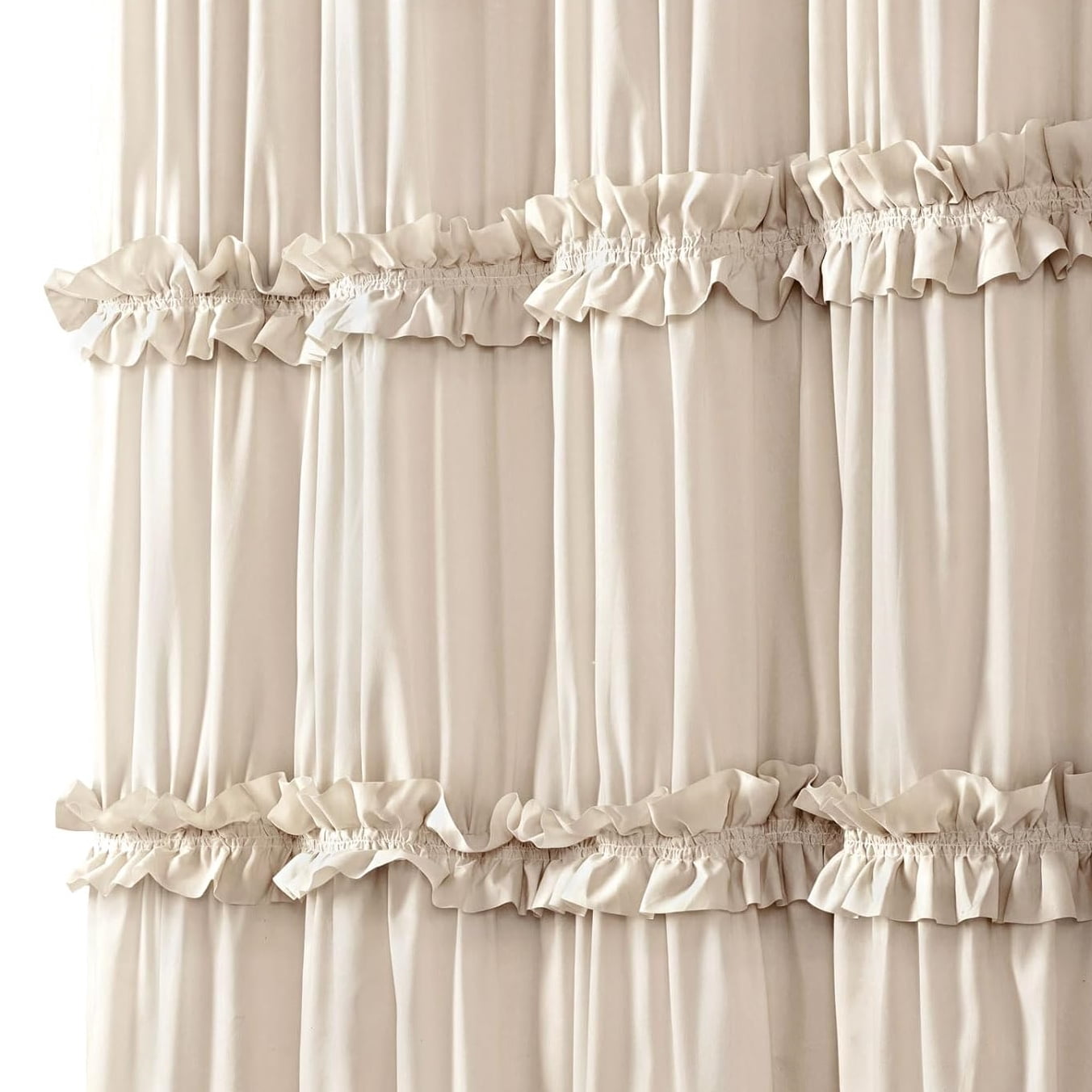 Psoiuetr Ruffle Vintage Shower Curtain Boho Farmhouse Shower Curtain for Bathroom Beige 72" L x 72" W