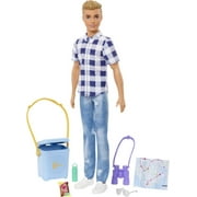 Barbie It Takes Two Ken Doll & Camping Accessories, Blonde Doll with Blue Eyes Wearing Plaid Shirt