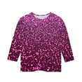 thumbnail image 4 of Tao Tao 3/4 Length Sleeve Girls Boys T Shirts Spring Fall Fashion Crewneck Sparkly Sequin Blouse Glitter Shirts Loose Fit Pullover Top Purple 4 Years, 4 of 4