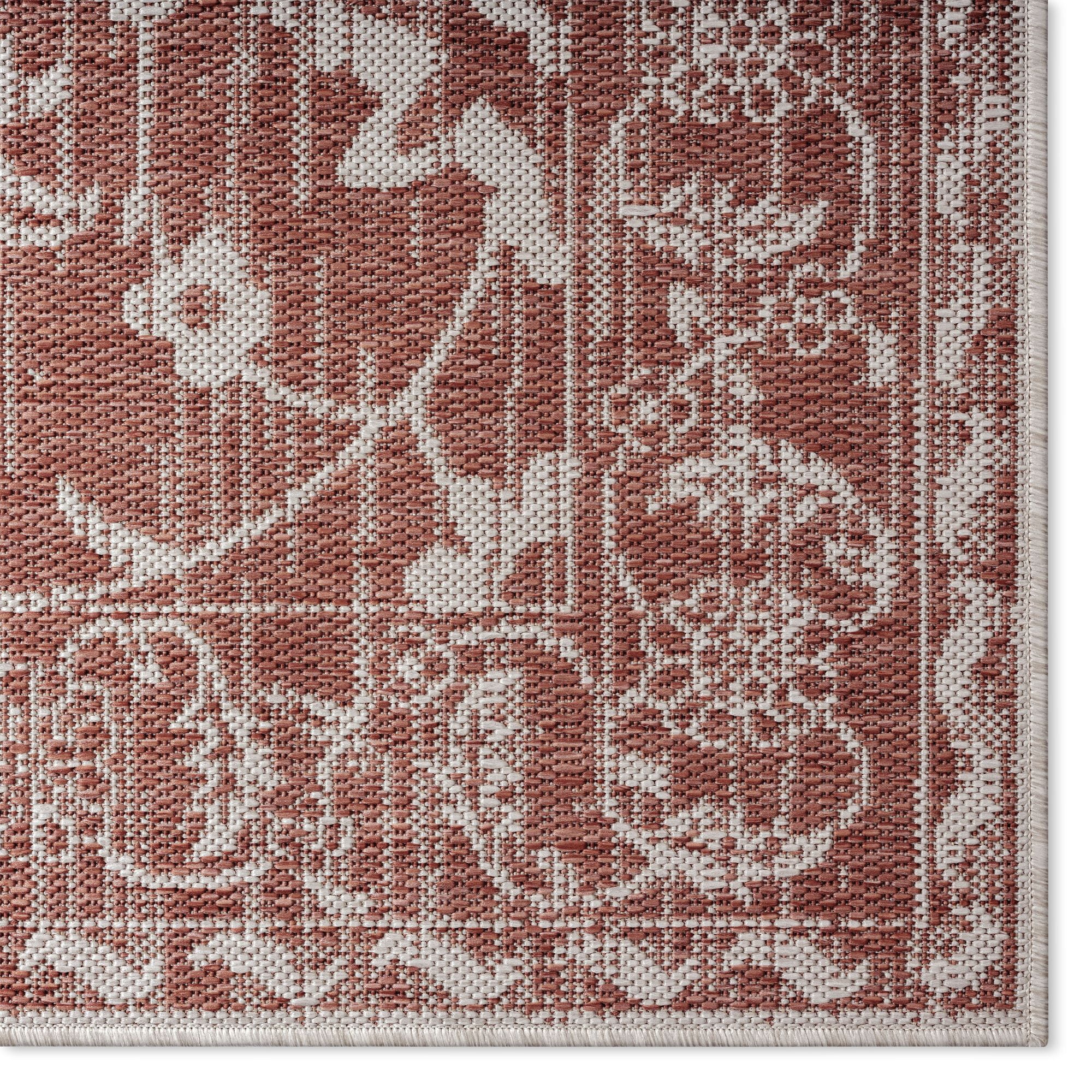 Nicole Miller New York Patio Country Ayala Botanical Floral Indoor/Outdoor Area Rug, Terracotta/Ivory , 5'2"x7'2"