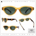 thumbnail image 2 of Polarized Cat Eye Thick Horn Rim Retro Hipster Vintage Vibe Sunglasses Orange Tortoise - Green, 2 of 8