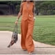 thumbnail image 5 of Clacive-Conjunto de dos piezas de lino blanco para mujer, camiseta sin mangas a la moda, última novedad, pantalones anchos de cintura alta a juego, verano 2024, 5 of 5