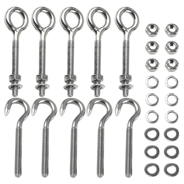 MasteelfCA 10 Sets Screw Hooks Heavy Duty Ceiling Hooks Multipurpose Ring Eye Bolts Hooks