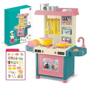 Yunuuuoa Simulated Kitchen Playset with Rotating Faucet & Storage, Pretend Play Cooking Toy, Realistic Mini Cookware for Role Play & Imaginative Fun, Interactive Housekeeping Learning Toy