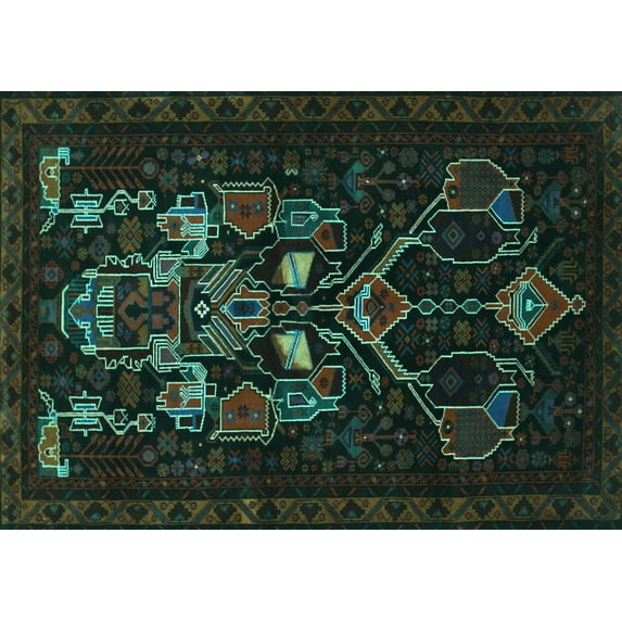Ahgly Company Indoor Rectangle Persian Turquoise Blue Traditional Area Rugs, 8' x 10'