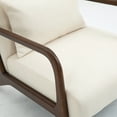 thumbnail image 6 of PORKISS Mid-Century Accent Chair, Velvet Upholstered Arm Chair with Wood Frame and Waist Cushion, Modern Armchair, Reading Chair for Living Room, Bedroom, Sunroom,Beige, 6 of 11