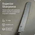 thumbnail image 2 of Shun Premier 9" Bread Knife, VG-MAX Core with Damascus Stainless Steel Cladding, Pakkawood Handle, Serrated Bread Knife, 2 of 7