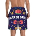 thumbnail image 3 of Kll Happy Mardi Gras Men'S Casual Summer Beach Shorts Hawaiian Shorts With Pockets-X-Large, 3 of 9
