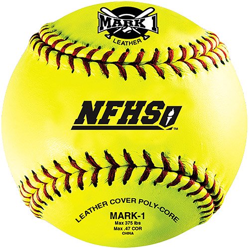 (12 pack) Mark 1 NFHS 12" Yellow Fastpitch Softballs