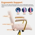 thumbnail image 6 of CLATINA Velvet Office Desk Chair with Armrests and Wheels, Modern Upholstered Vanity Chairs with Gold Base, Height Adjustabe Swivel Home Task Chair for Bedroom, Study, Living Room, Work, Pink, 6 of 6