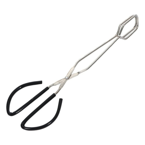 Stainless Steel Scissor Tongs Long Anti-scalding Food Clip Spatula Black