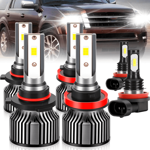 TELLIGIBLE For Ford Edge 2007-2010 LED Headlight Bulbs, High Beam H11/H8/H9, Low Beam H11/H8/H9, Fog Light H11, 12000LM 6500K Cool White, 1:1 Halogen Size, Pack of 6, Plug and Play