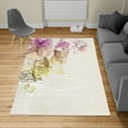 thumbnail image 2 of Flowers Turkish Area Rug, Buds Leaf at the top Left Corner Season Celebrating Theme Illustration, Soft Carpet for Living Room Decor, 5.2' X 7.6', Purple Multicolor, by Ambesonne, 2 of 4
