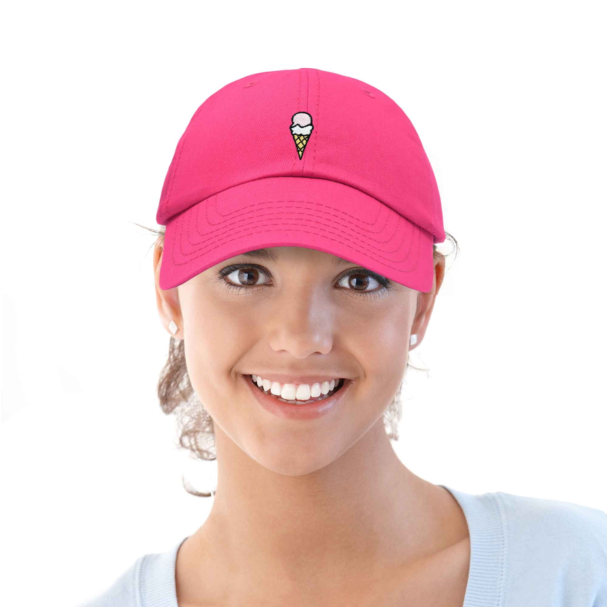DALIX Soft Serve Ice Cream Baseball Cap - Hot Pink Cotton Hat, Adjustable Metal Buckle, For Adults - View #6