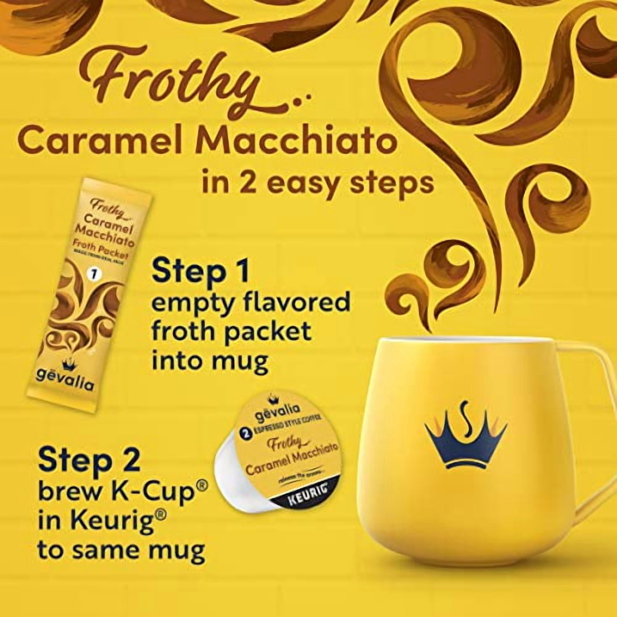 Gevalia Frothy 2-Step Caramel Macchiato Espresso Keurig K-Cup® Coffee Pods & Froth Packets Kit (6 ct Box)
