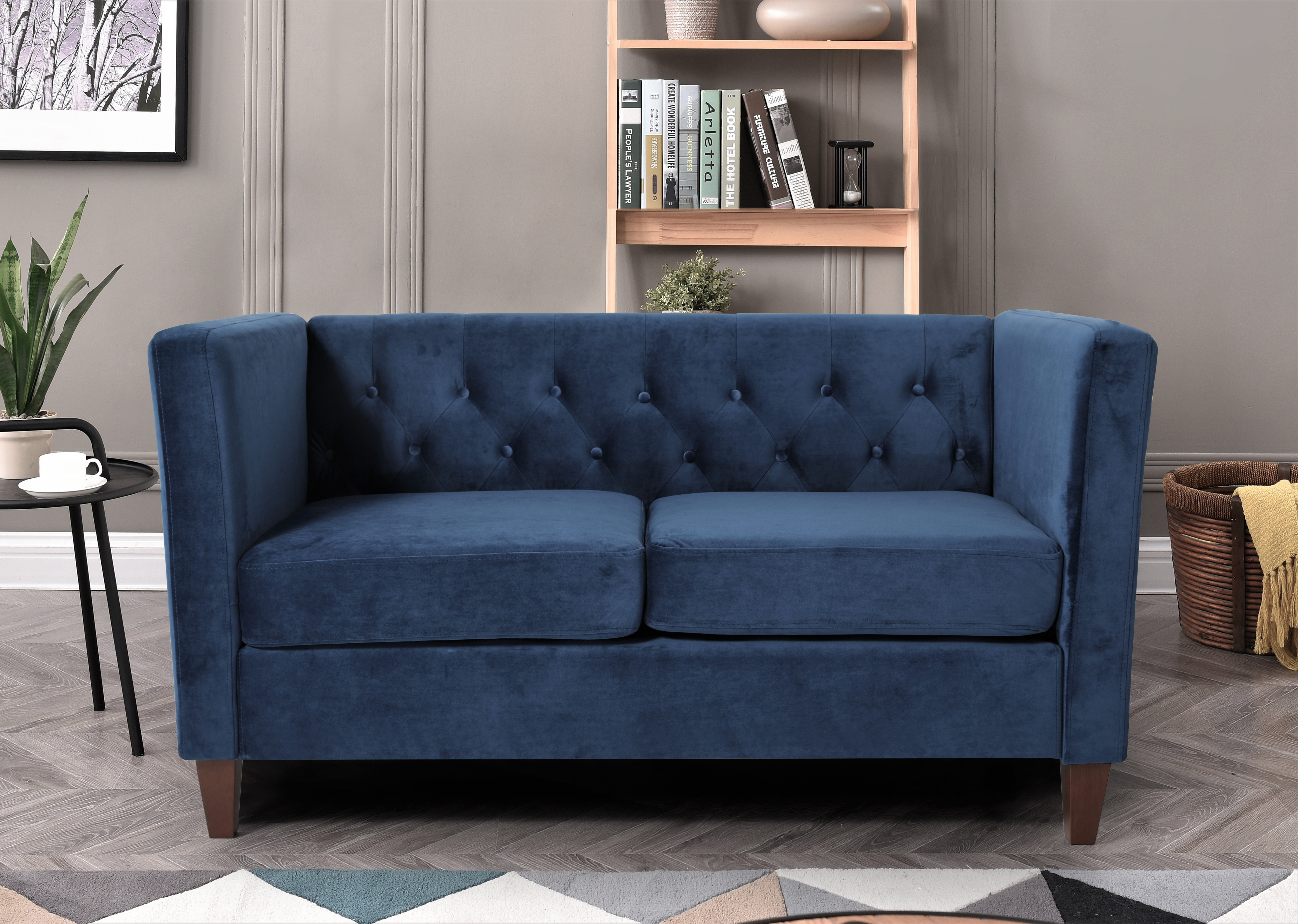 Uspridefurniture Lisette Velvet 3Pcs Living Room Set,Blue