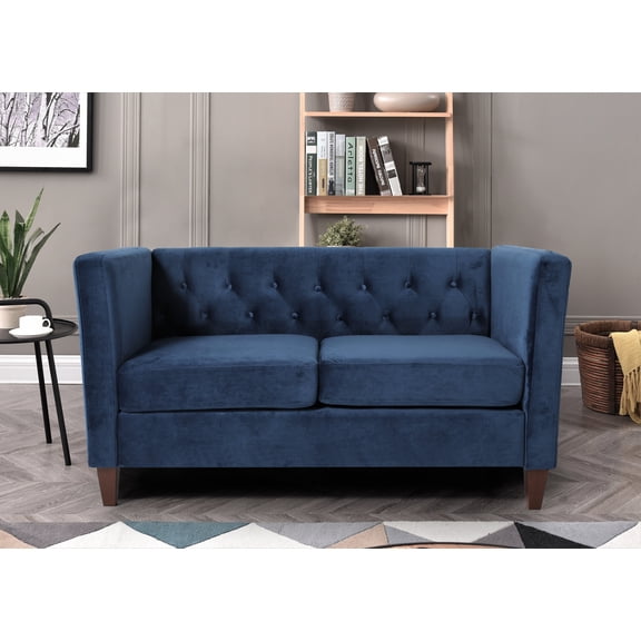 Omnisphere 56.7'' Velvet Square Arm Loveseat