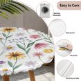 thumbnail image 3 of Spring Floral Round Tablecloth for 55-60 Inch Tables, Fitted Table Cover with Elastic Edge, Watercolor Leaf Summer Botanical Waterproof Outdoor Table Cloth Protector for Patio Garden Dinner Picnic, 3 of 9