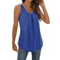 thumbnail image 2 of Baqcunre Tank Tops Women's Fashion Solid Round Neck Swallowtail Sleeveless Top Going Out Tops Plus Size Tops Blue XXL, 2 of 9