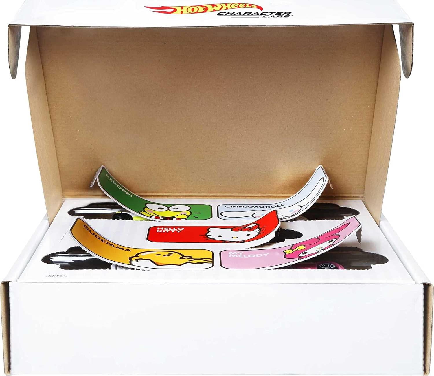 Hot Wheels Sanrio Set of 5 Character Toy Cars, Collectible Vehicles Including Hello Kitty