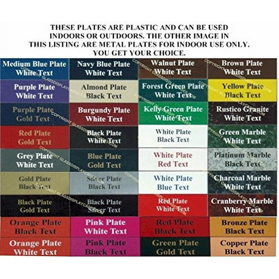 Custom Personalized Engraved 3x3 Inch Plastic or Metal Name Plate Nameplate Plaque Tag Sign Label. 60 Colors