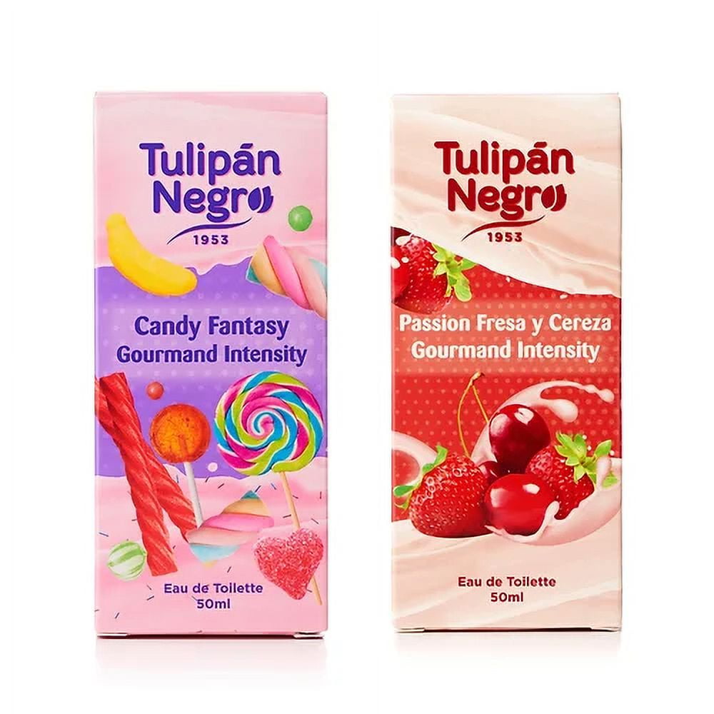 Tulipán Negro- 3pc Eau de Toilette (Candy Fantasy, Kiss Strawberry and  Cream & Passion Strawberry and Cherry) 