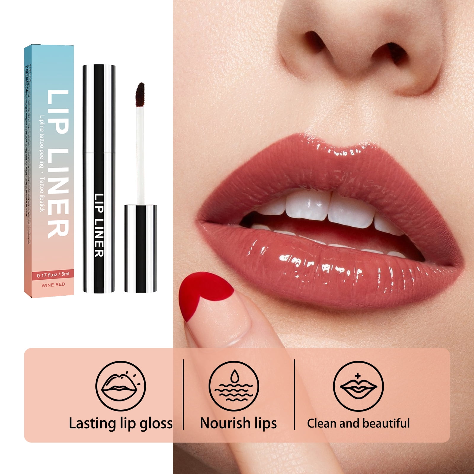 Alvantor Light Brown Peel Off Lip Liner with Lip Brush, 0.17fl.oz