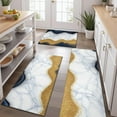 thumbnail image 2 of Blue Marble Gold Wave Pattern Kitchen Rugs Sets Of 3,Kitchen Runner Rugs Non Skid Washable,Decorative Kitchen Floor Mats for Kitchen,Sink,Laundry,17"x30"+ 17"x47" + 17"x59", 2 of 6