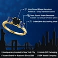 thumbnail image 2 of Gem Stone King 18K Yellow Gold Plated Silver Black Onyx and Blue Created Sapphire Engagement Ring for Women | 2.00 Cttw | Round 6MM | Gemstone December Birthstone | Size 8, 2 of 6