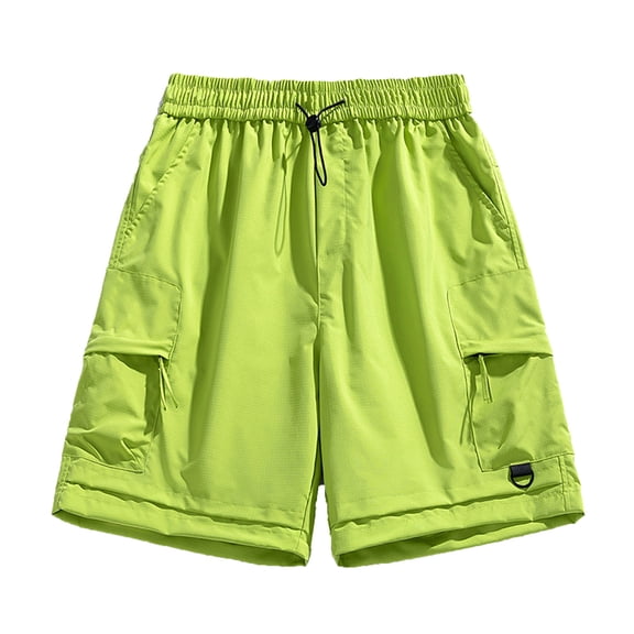 IYTR Cargo Shorts Pants For Men With Multi Pockets Fashion Outdoor Workout Shorts Solid Color Drawstring Elastic Waist Shorts Pants Green XXL