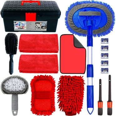 YILAIRIOU Car Interior Cleaning Kit - Car Cleaning Kit & Car Wash Kit-Car Wash Cleaning Tools Kit with Car Wash Brush Mop and Microfiber Towels