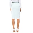 thumbnail image 3 of INSPIRE CHIC Tweed Pencil Skirt for Women High Waisted Midi Skirts Knee Length Button Decor Bodycon Office Work Skirts with Belt XL Light Blue, 3 of 6