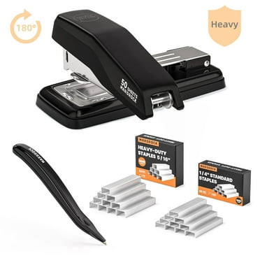 Marsrock Black Desktop Swing-Arm Swivel Stapler,50 Sheet Capacity,2000 Staples and Staple Remover,Rotatable Heavy Duty Staplers for Office, Home