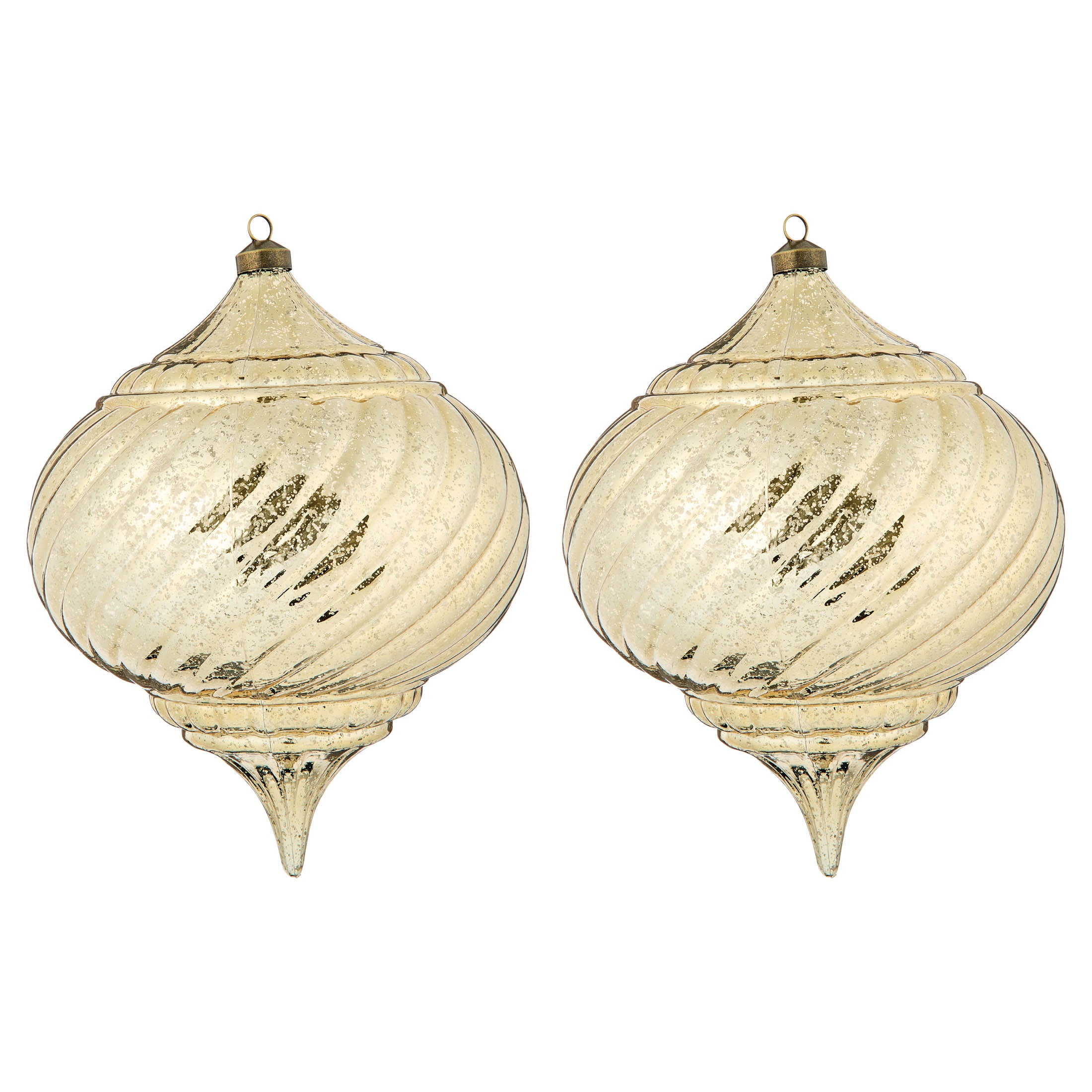 My Texas House 2-Count Gold Finial Shatterproof Christmas Ornaments, 11"