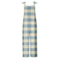 thumbnail image 4 of QATAINLAV Women Oversized Summer Linen Wide Leg Bib Overalls Casual Sleeveless Spaghetti Strap Cute Jumpsuits Loose Plus Size Hippie Onesie Pants with Pocket Light Blue XXL Lightning Sales Today, 4 of 6