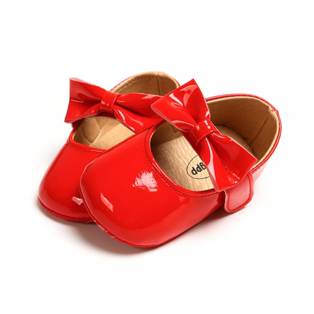 Baby-Girls Bowknot Mary Jane Flat Dress Shoes Party Wedding Shoes Baby Crib Shoes for Girl 0-18 Month Toddler School Uniform Shoes Flower Girl Ballet First Walking Soft Soled Princess Shoes - image 5 of 7