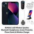 thumbnail image 1 of Restored Apple iPhone 13 256GB Midnight Fully Unlocked Bundle: LED Wireless Speaker, Bluetooth Headphones, Screen Protector, Wireless Charger, & Phone Stand (Refurbished), 1 of 7