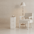 thumbnail image 4 of Muwuele Narrow Nightstand with Leather Surface, 3 Drawers, White Nightstand, Small Bedside Table, Solid Wood Night Stand for Bedroom, Living Room, 4 of 13