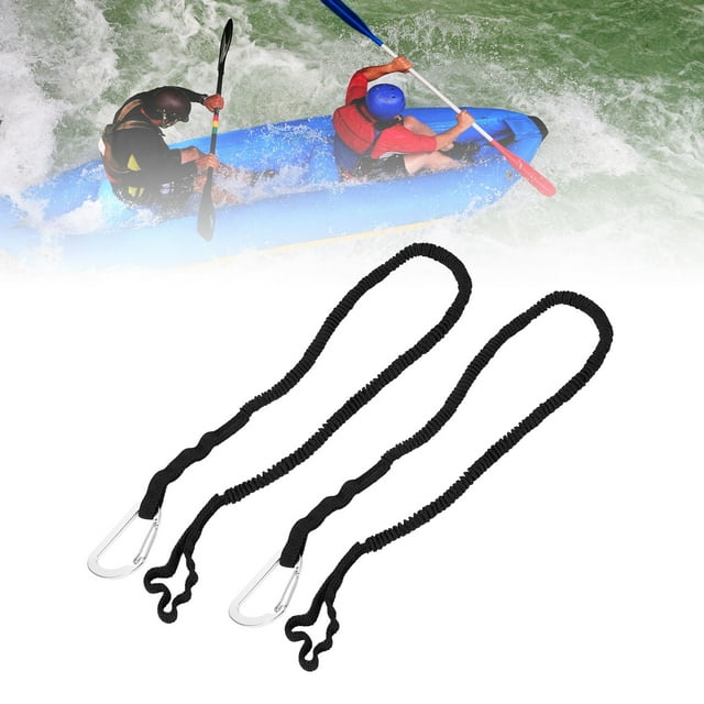2pcs Kayak Paddle Leash, Paddle Board Leash Fishing Lanyard Tool Tether, Stretchable Strap Lanyard Rope with Carabiner for Kayaking Boating Canoeing Fishing Pole Rod 3-6 Feet