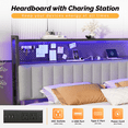 thumbnail image 6 of Ktaxon Headboard for King Size Bed with Pegboards Storage, Upholstered Headboard with Charing Station & LED Lights, Height Adjutable, Gray, 6 of 10