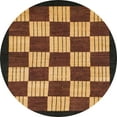 thumbnail image 1 of Ahgly Company Machine Washable Indoor Round Abstract Bakers Brown Area Rugs, 4' Round, 1 of 7