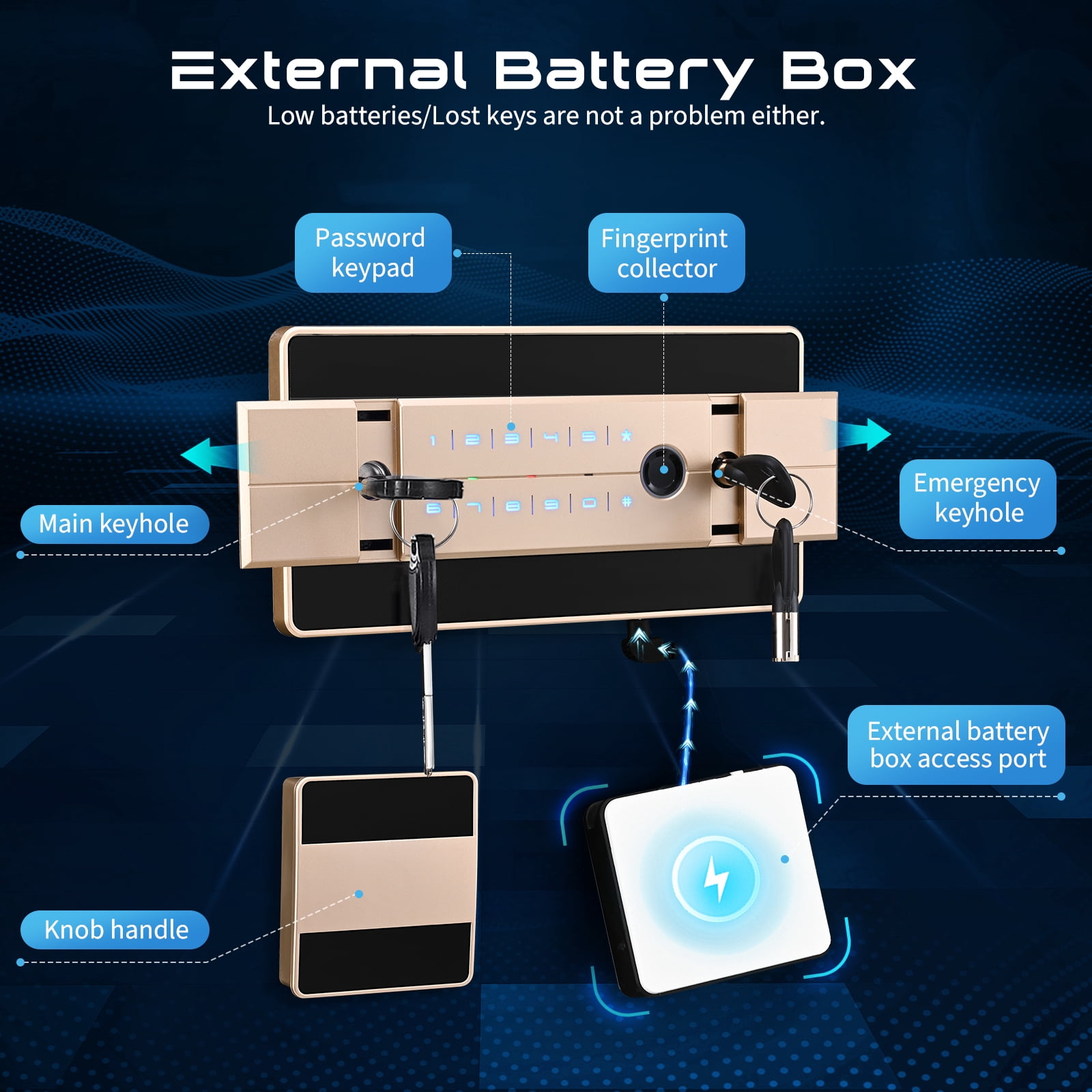 SRWTRCHRY  3.1 CU.ft Electronic Biometric Safe Box with Fingerprint Lock, Home Safe Cabinet Security Box Digital Keypad Safe with Fireproof Bag