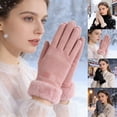 thumbnail image 7 of Women's Winter Gloves Touchscreen Thermal Fleece Lined, Windproof Elastic Cuff Gloves with Fur Trim, Cute Ins Style for Cold Weather, Outdoor Activities & Daily Commute Wear, 7 of 7