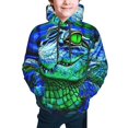 thumbnail image 2 of Bingfone Colorful Stained Glass Crocodile Pattern Youth Classic Hoodies Soft Hooded Pullover Sweatshirts for Girls and Boys, 2 of 6
